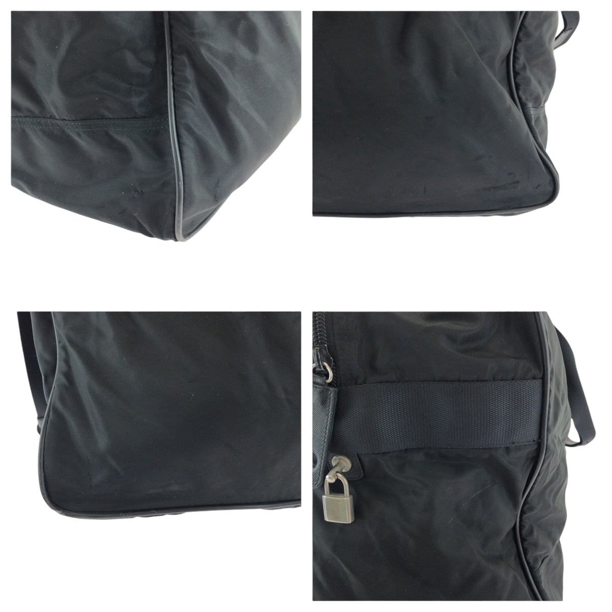 Prada Boston Duffel Bag Nylon Black Silvermetal Boston Duffel Bag Handbag Test Triangle With Logo