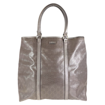 Gucci Tote Bag 223668 Gg Canvas, Leather Brown Silver Metal Tote Bag Shoulder Bag Gg Implementation