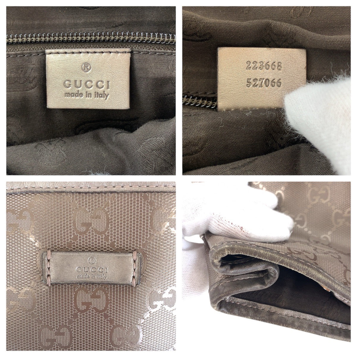 Gucci Tote Bag 223668 Gg Canvas, Leather Brown Silver Metal Tote Bag Shoulder Bag Gg Implementation