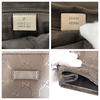 Gucci Tote Bag 223668 Gg Canvas, Leather Brown Silver Metal Tote Bag Shoulder Bag Gg Implementation