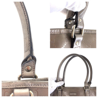 Gucci Tote Bag 223668 Gg Canvas, Leather Brown Silver Metal Tote Bag Shoulder Bag Gg Implementation
