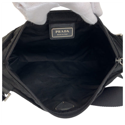 Prada Shoulder Bag Nylon Black Silvermetal Shoulder Bag Messenger Bag Test Triangle With Logo Women
