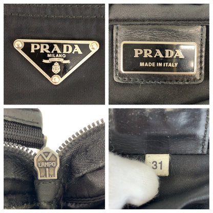 Prada Shoulder Bag Nylon Black Silvermetal Shoulder Bag Messenger Bag Test Triangle With Logo Women
