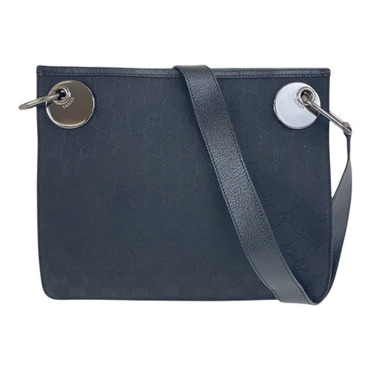 Gucci Shoulder Bag 120841 Gg Canvas, Leather Black Silvermetal Crossbody Shoulder Bag Women