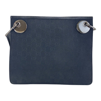 Gucci Shoulder Bag 120841 Gg Canvas, Leather Black Silvermetal Crossbody Shoulder Bag Women