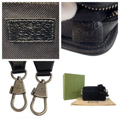 Gucci Shoulder Bag 696075 Canvas, Leather Black Silvermetal Shoulder Bag Pochette Unisex Jumbo Gg