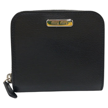 Miu Miu Bifold Wallet Leather Black Silvermetal Bifold Wallet Compact Wallet Women