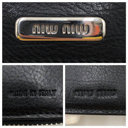 Miu Miu Bifold Wallet Leather Black Silvermetal Bifold Wallet Compact Wallet Women
