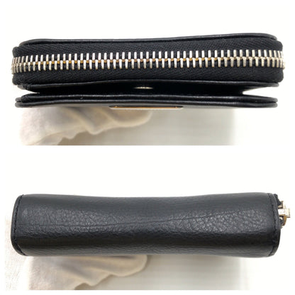Miu Miu Bifold Wallet Leather Black Silvermetal Bifold Wallet Compact Wallet Women