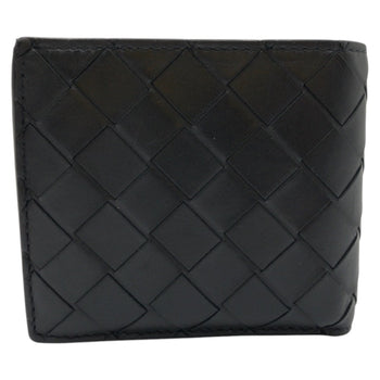 Bottegaveneta Bifold Wallet Leather Black Blue Bifold Wallet Compact Wallet Intrecciato Mens