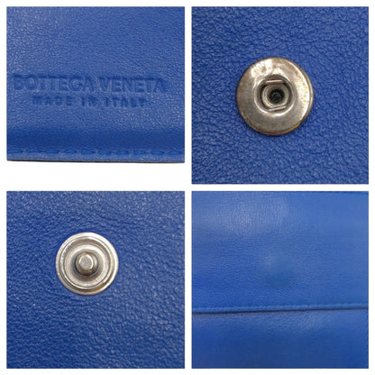 Bottegaveneta Bifold Wallet Leather Black Blue Bifold Wallet Compact Wallet Intrecciato Mens