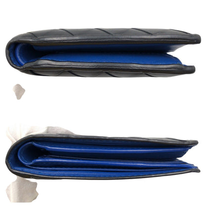Bottegaveneta Bifold Wallet Leather Black Blue Bifold Wallet Compact Wallet Intrecciato Mens