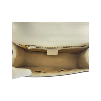 Gucci Shoulder Bag 421882 Leather Ivory White Gold Metal Shoulder Bag Sherry Line Silvi Women