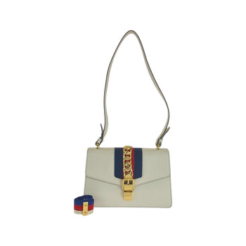 Gucci Shoulder Bag 421882 Leather Ivory White Gold Metal Shoulder Bag Sherry Line Silvi Women