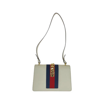 Gucci Shoulder Bag 421882 Leather Ivory White Gold Metal Shoulder Bag Sherry Line Silvi Women