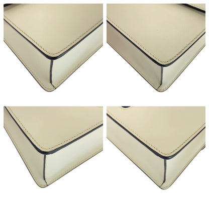 Gucci Shoulder Bag 421882 Leather Ivory White Gold Metal Shoulder Bag Sherry Line Silvi Women