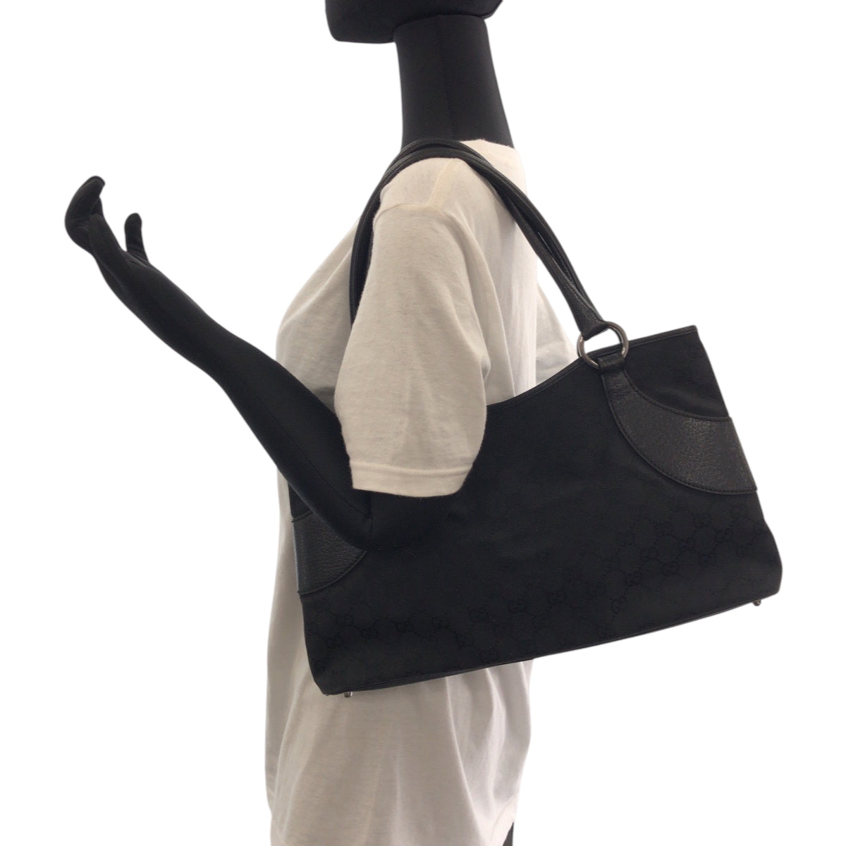 Gucci Tote Bag 113015 Gg Canvas Black Silvermetal Tote Bag Handbag Women