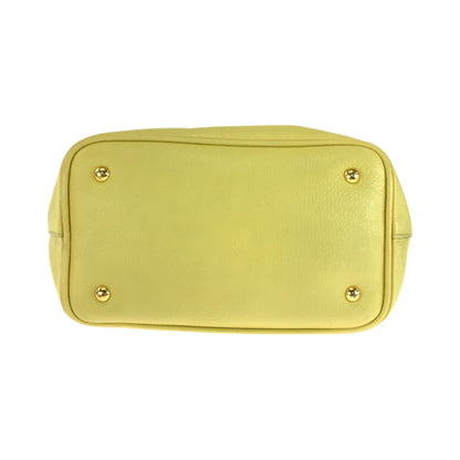Miu Miu Shoulder Bag 197 B Leather Yellow Gold Metal Shoulder Bag Handbag 2Way Madras Women
