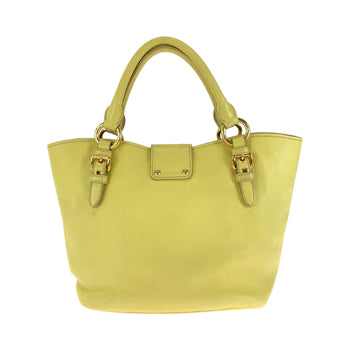 Miu Miu Shoulder Bag 197 B Leather Yellow Gold Metal Shoulder Bag Handbag 2Way Madras Women