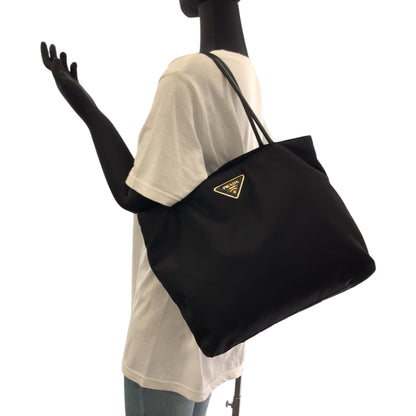 Prada Tote Bag Br3854 Nylon Black Goldmetal Tote Bag Shoulder Bag Test Triangle With Logo Women
