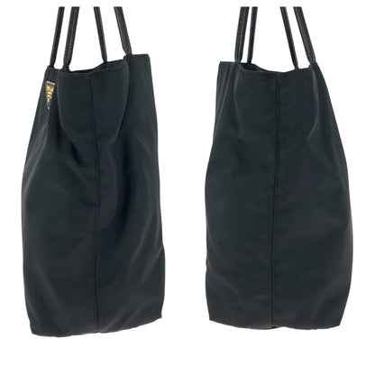 Prada Tote Bag Br3854 Nylon Black Goldmetal Tote Bag Shoulder Bag Test Triangle With Logo Women