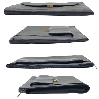 Bottegaveneta Clutch Bag Leather Navy Type Black Type Khaki Clutch Bag Business Bag Mens