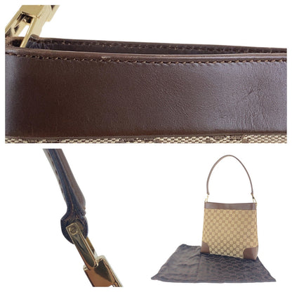 Gucci Shoulder Bag 001 4231 1705 Gg Canvas, Leather Beige Brown Gold Metal Shoulder Bag Handbag