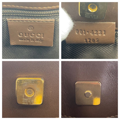 Gucci Shoulder Bag 001 4231 1705 Gg Canvas, Leather Beige Brown Gold Metal Shoulder Bag Handbag