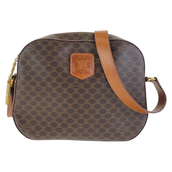 Celine Shoulder Bag Pvc, Leather Brown Gold Metal Crossbody Shoulder Bag Pochette Macadam Women