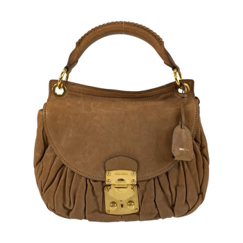 Miu Miu Handbag Leather Brown Gold Metal Handbag Shoulder Bag Materasse Women