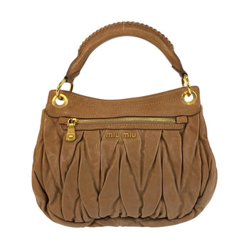 Miu Miu Handbag Leather Brown Gold Metal Handbag Shoulder Bag Materasse Women