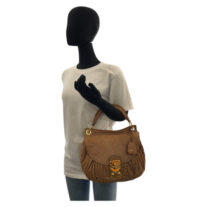 Miu Miu Handbag Leather Brown Gold Metal Handbag Shoulder Bag Materasse Women