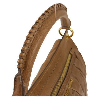 Miu Miu Handbag Leather Brown Gold Metal Handbag Shoulder Bag Materasse Women