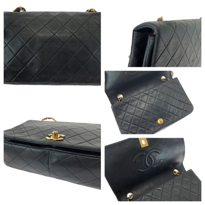 Chanel Shoulder Bag Lambskin Black Goldmetal Chainshoulder Bag Matrasse Full Flap Coco Mark