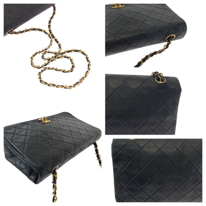 Chanel Shoulder Bag Lambskin Black Goldmetal Chainshoulder Bag Matrasse Full Flap Coco Mark
