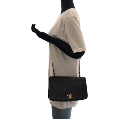 Chanel Shoulder Bag Lambskin Black Goldmetal Chainshoulder Bag Matrasse Full Flap Coco Mark
