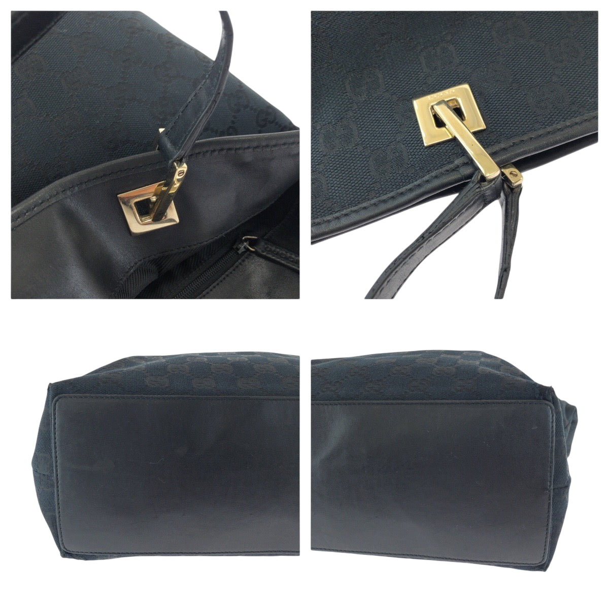 Gucci Tote Bag 002 1098 Gg Canvas Black Silvermetal Tote Bag Shoulder Bag Women