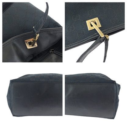 Gucci Tote Bag 002 1098 Gg Canvas Black Silvermetal Tote Bag Shoulder Bag Women