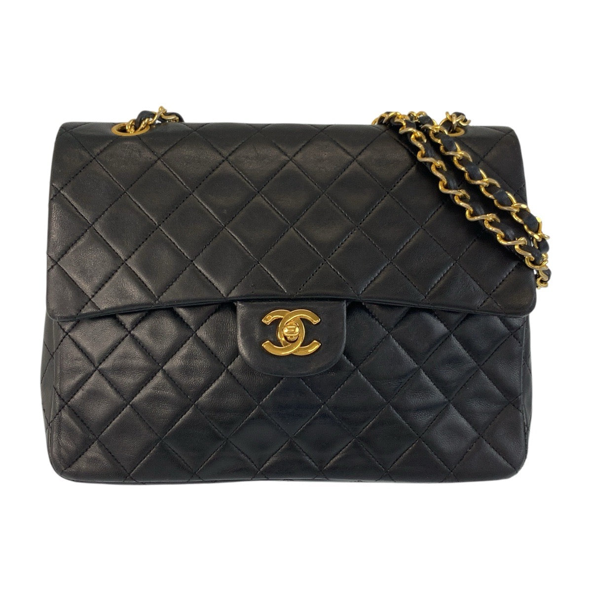 Chanel Shoulder Bag Lambskin Black Goldmetal Chainshoulder Bag Matrasse Turnlock Coco Mark Double