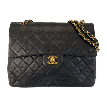 Chanel Shoulder Bag Lambskin Black Goldmetal Chainshoulder Bag Matrasse Turnlock Coco Mark Double