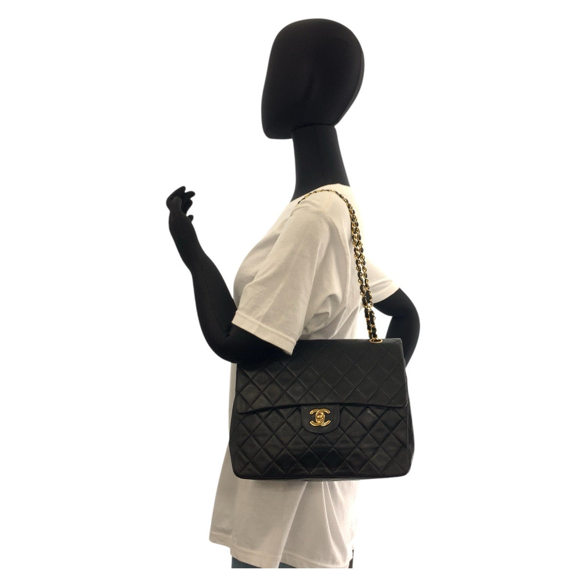 Chanel Shoulder Bag Lambskin Black Goldmetal Chainshoulder Bag Matrasse Turnlock Coco Mark Double