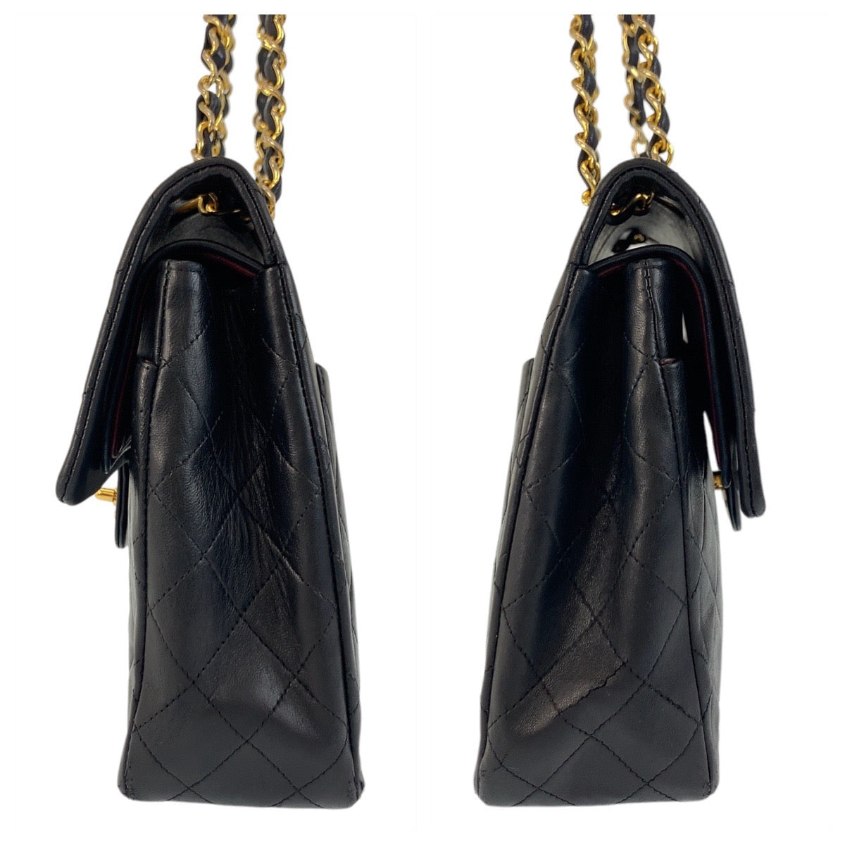 Chanel Shoulder Bag Lambskin Black Goldmetal Chainshoulder Bag Matrasse Turnlock Coco Mark Double