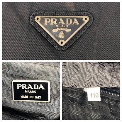 Prada Tote Bag Nylon Black Silvermetal Tote Bag Shoulder Bag Test Triangle With Logo Women