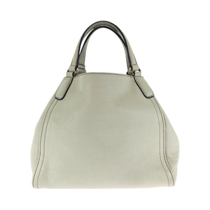 Gucci Shoulder Bag 386751 Leather Ivory Gold Metal Shoulder Bag Handbag 2Way Soho Interlocking