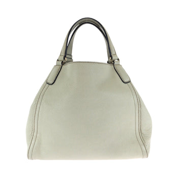 Gucci Shoulder Bag 386751 Leather Ivory Gold Metal Shoulder Bag Handbag 2Way Soho Interlocking