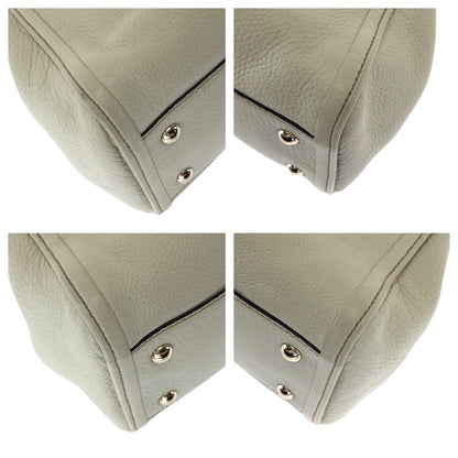 Gucci Shoulder Bag 386751 Leather Ivory Gold Metal Shoulder Bag Handbag 2Way Soho Interlocking
