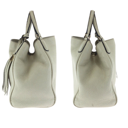 Gucci Shoulder Bag 386751 Leather Ivory Gold Metal Shoulder Bag Handbag 2Way Soho Interlocking