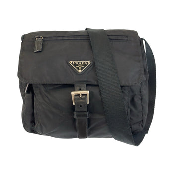 Prada Shoulder Bag Nylon, Leather Black Silvermetal Shoulder Bag Pochette Test Triangle With Logo