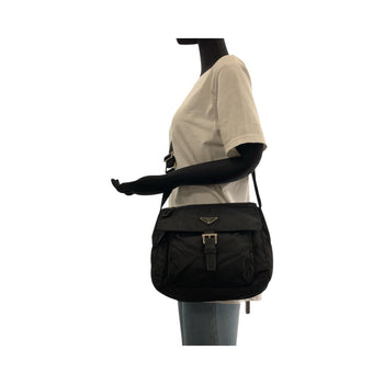 Prada Shoulder Bag Nylon, Leather Black Silvermetal Shoulder Bag Pochette Test Triangle With Logo