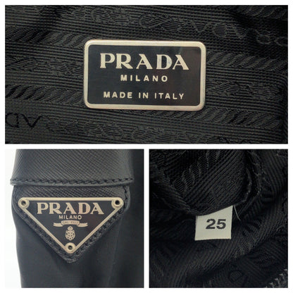 Prada Shoulder Bag V160 Nylon Black Silvermetal Shoulder Bag Pochette Test Triangle With Logo Mens